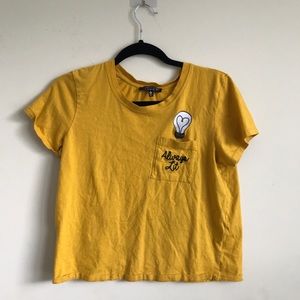 young adult yellow lightbulb graphic tee
